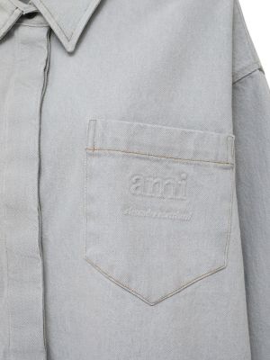 Βαμβακερό πουκάμισο τζιν Ami Paris γκρι