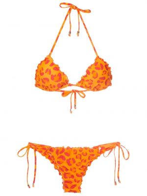 Bikini à imprimé à imprimé léopard Amir Slama orange