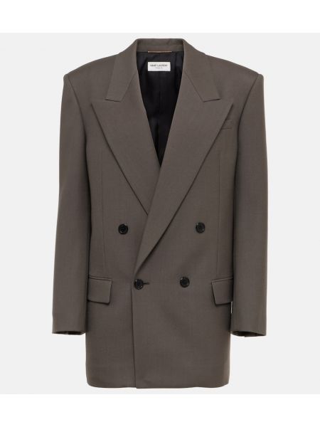 Ull dobbeltspent blazer Saint Laurent grå