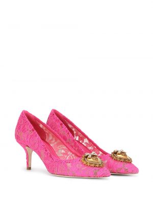 Escarpins à imprimé en dentelle Dolce & Gabbana rose