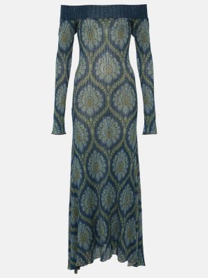 Midi haljina s printom Etro plava