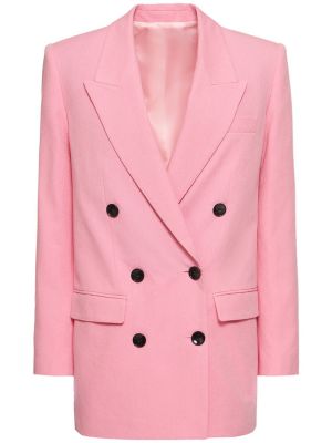 Kostkovaná viskózová bavlněná bunda Isabel Marant růžová