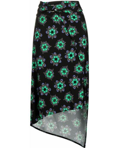 Falda de flores con estampado Paco Rabanne negro