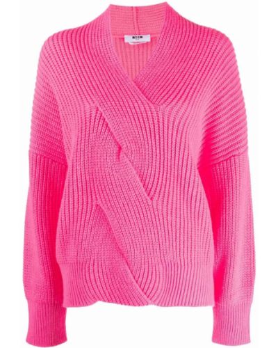 Jersey con escote v de tela jersey Msgm rosa