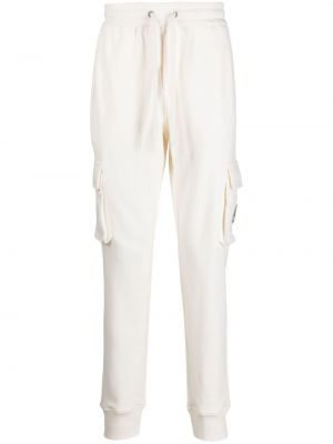 Medvilninės „cargo“ stiliaus kelnės su kišenėmis Moose Knuckles balta