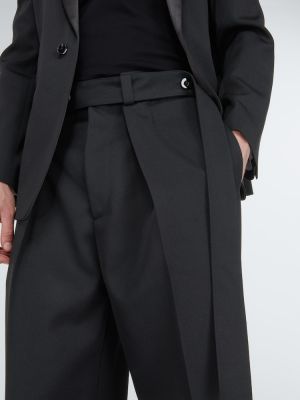 Μάλλινο παντελόνι σε φαρδιά γραμμή Jil Sander μαύρο