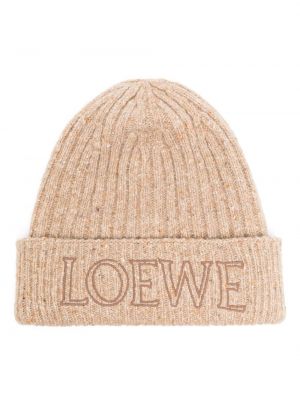 Haftowana czapka Loewe beżowa