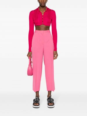 Vlněné rovné kalhoty Stella Mccartney růžové