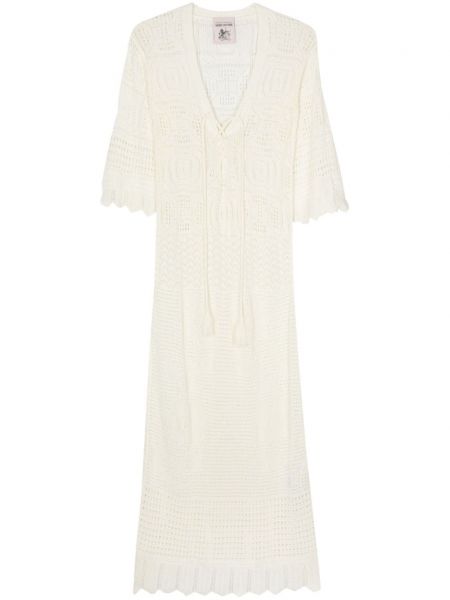 Bavlnené dlouhé šaty Semicouture biela