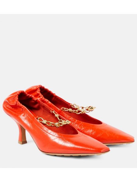 Läder pumps Bottega Veneta orange