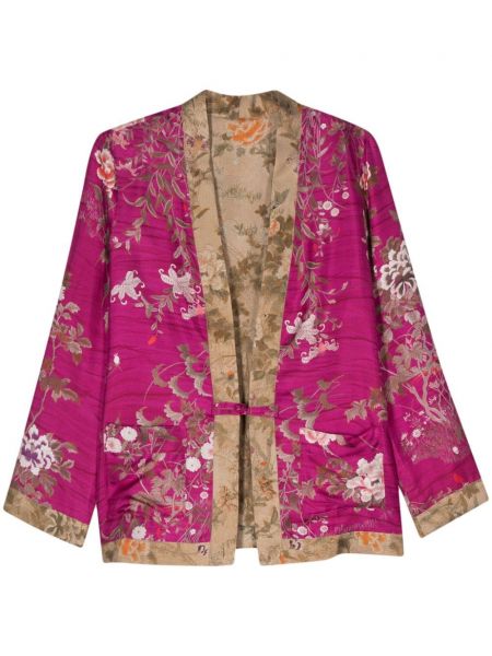 Svilena jakna s cvjetnim printom s printom Pierre-louis Mascia ružičasta