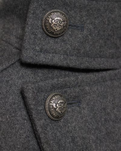 Vlněný kabát Balmain šedý