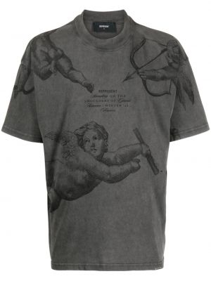 T-shirt con stampa Represent grigio