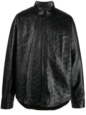 Iš natūralios odos marškiniai Balenciaga juoda