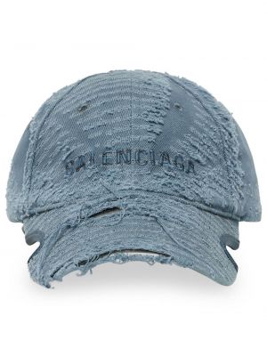 Siuvinėtas kepurė su snapeliu su nubrozdinimais Balenciaga mėlyna