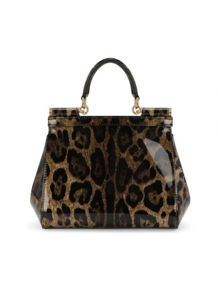 Bolsa de hombro con estampado leopardo Dolce & Gabbana marrón