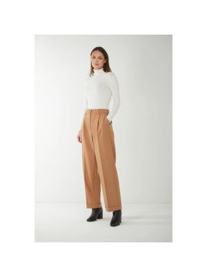 Pantalones rectos de lana Twinset marrón