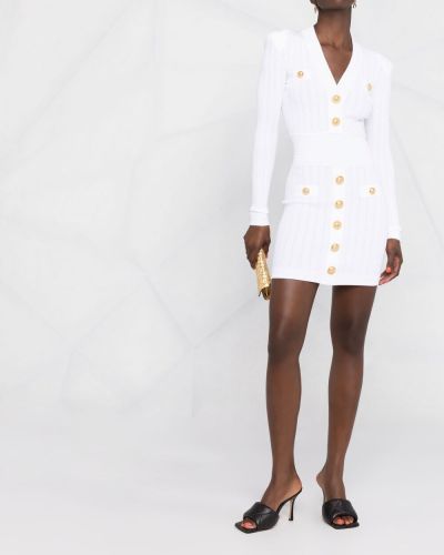 Mini vestido con botones Balmain blanco