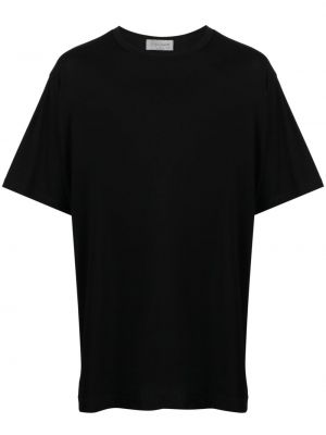 Bavlněné tričko s kulatým výstřihem Yohji Yamamoto černé