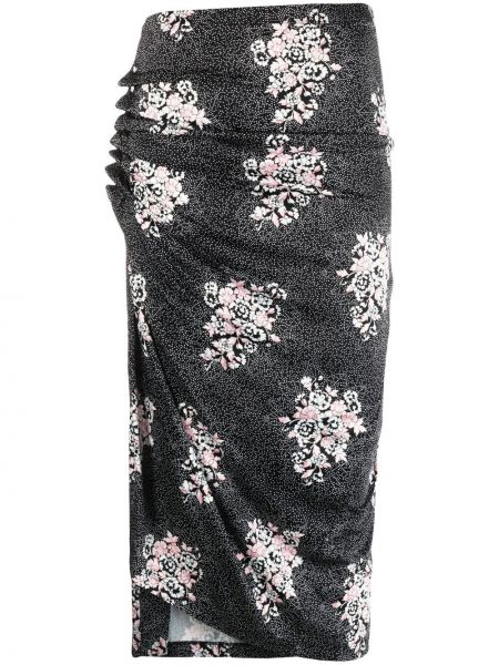 Falda de tubo de flores Paco Rabanne negro