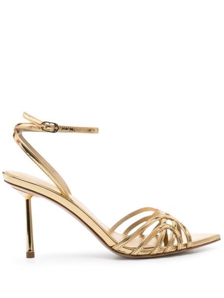 Kožne sandale od lakirane kože Le Silla zlatna