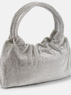 Borsa shopper di pelle con cristalli Simkhai argento