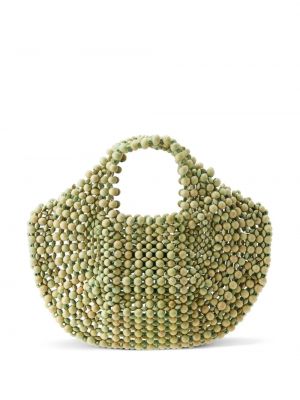 Shopper kabelka s korálky Aranaz zelená