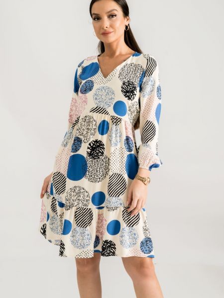Μακρυμάνικη μάξι φόρεμα με λαιμόκοψη v με βολάν Armonika μπλε
