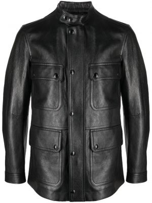 Kožená bunda na zips Tom Ford čierna