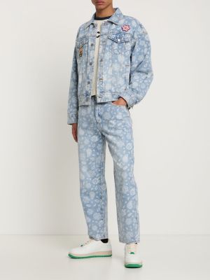 Bavlněná džínová bunda s paisley potiskem Acupuncture modrá