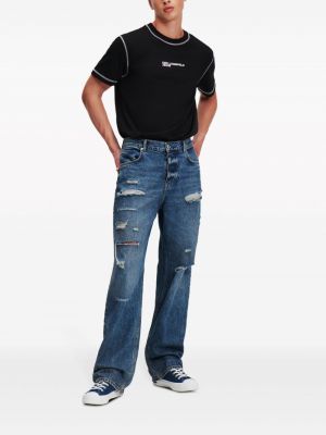 Džíny s oděrkami relaxed fit Karl Lagerfeld Jeans modré