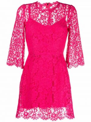 Vestido de cóctel con bordado de encaje Dolce & Gabbana rosa