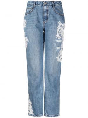 Krajkové džíny s klučičím střihem Ermanno Scervino modré