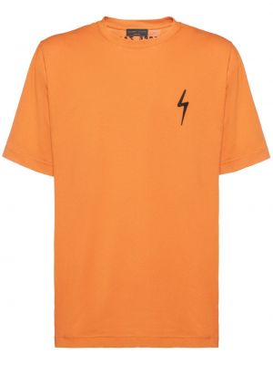 Памучна тениска с принт Giuseppe Zanotti оранжево