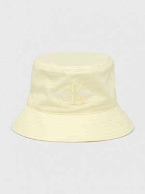 Памучна шапка с козирки Calvin Klein Jeans жълто