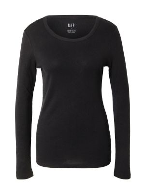 Jednofarebné bavlnené priliehavé tričko Gap - čierna