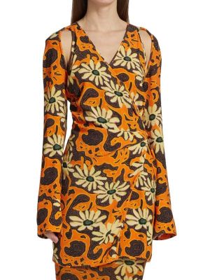 Платье на запах Nanushka оранжевое