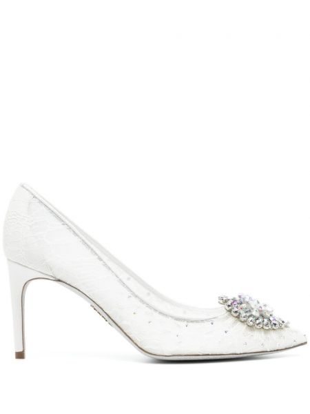 Полуотворени обувки с дантела René Caovilla бяло