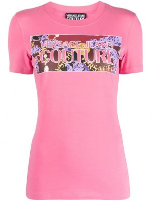 T-shirt con stampa Versace Jeans Couture rosa