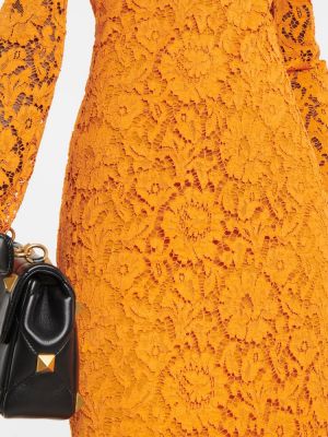 Csipkés midi ruha Valentino narancsszínű