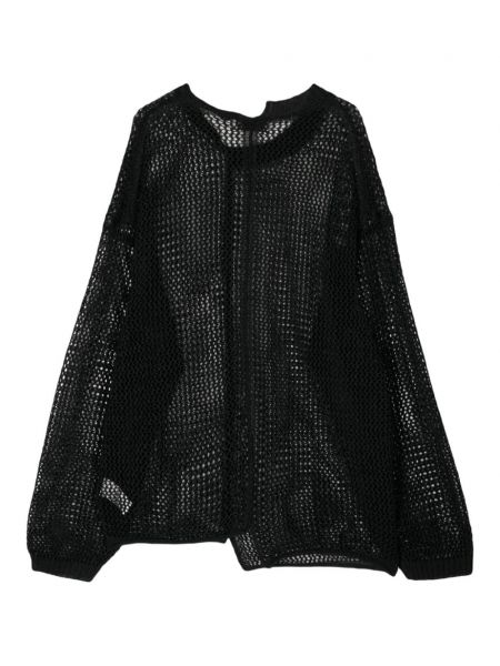 Asimetriškas medvilninis megztinis su nubrozdinimais Yohji Yamamoto juoda