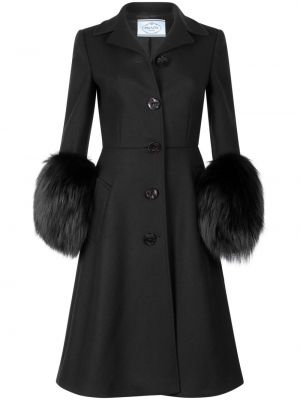 Vilnonis paltas Prada Pre-owned juoda