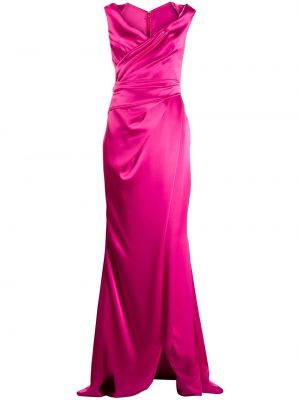 Vestido de noche drapeado Talbot Runhof rosa
