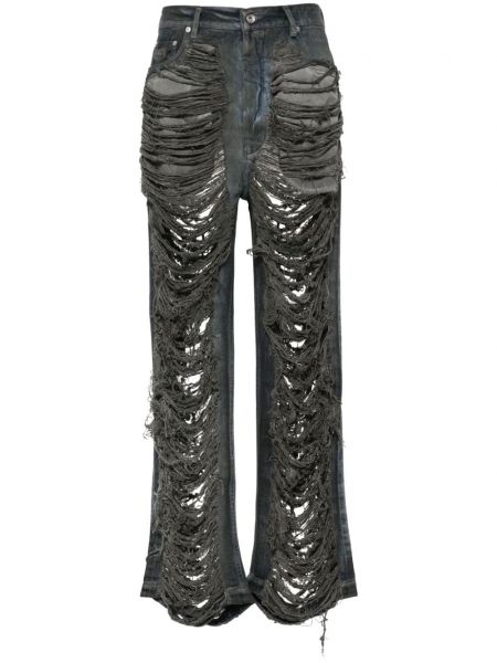 Obnosené džínsy s rovným strihom Rick Owens Drkshdw sivá