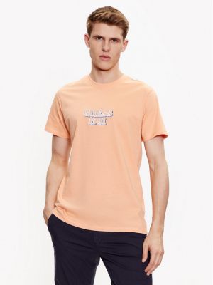 Slim fit póló Guess narancsszínű