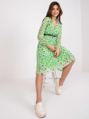 Kvetinové midi šaty Fashionhunters zelená