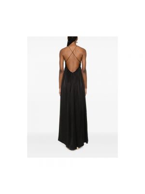 Vestido largo de raso de seda con escote v Zimmermann negro