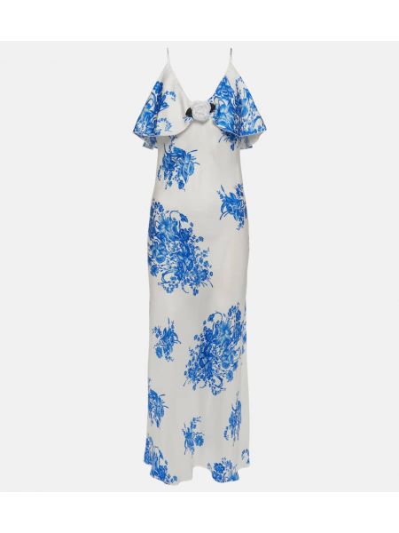 Svilena midi haljina s cvjetnim printom Rodarte