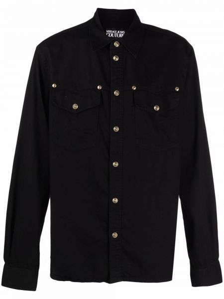 Camisa vaquera con apliques Versace Jeans Couture negro