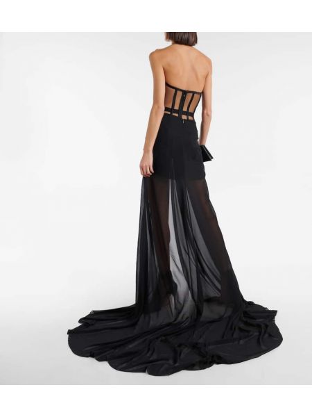 Drapovaný asymetrická dlhá sukňa Mônot čierna